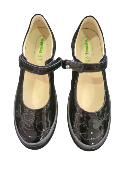 Froddo girls black patent school sho